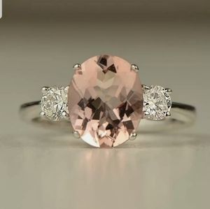 Elegant Simulated Morganite Gemstone Ring
